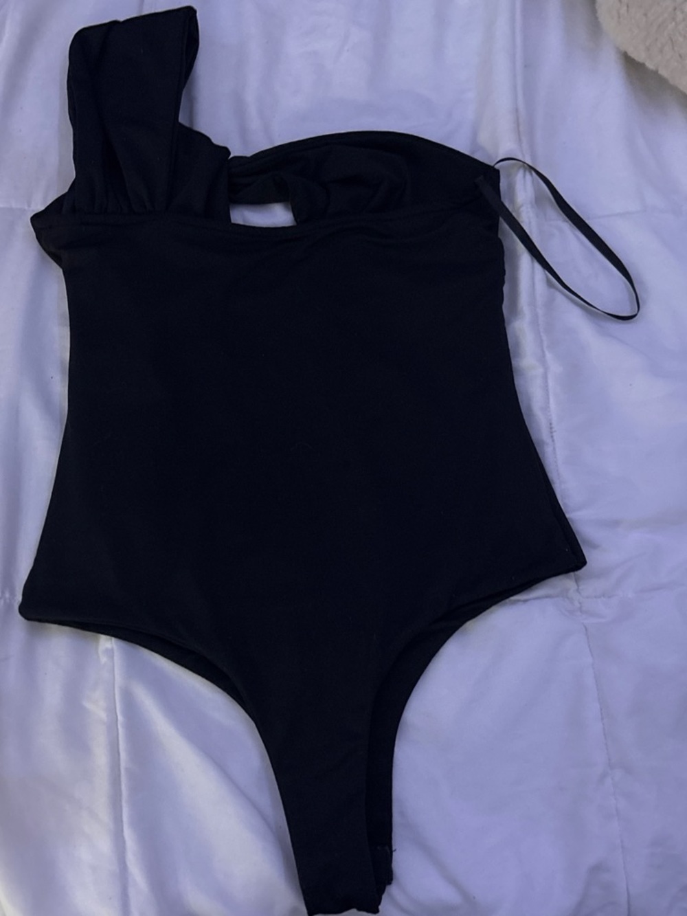 superdown Black One-Shoulder Kids Swim One-Piece
